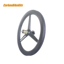 16 Inch 349 Carbon Tri Spoke Wheelset | 25mm Wide Clincher Aero Wheels for Brompton